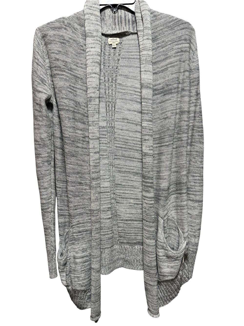 Wilfred Marled Light Gray Open-Front Cardigan with pockets